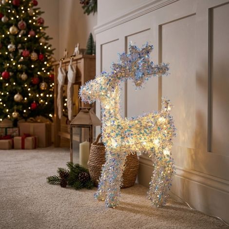 Illuminated LED Tinsel Reindeer Decoration (1/2)