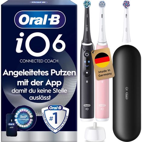 Oral-B iO Series 6 Black Lava/Pink Sand mit 2. Handstück JAS22 Elektrische Zahnbürste