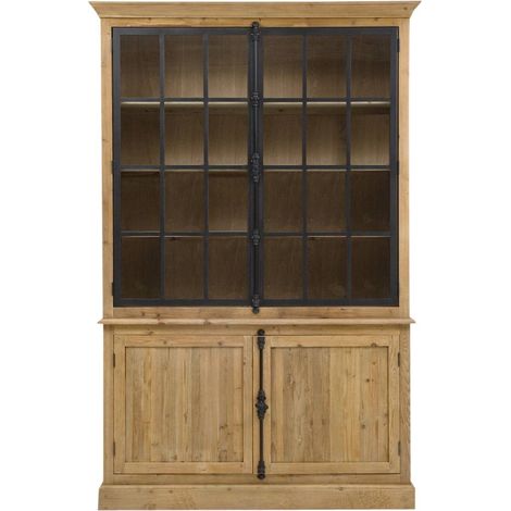 Made In Meubles – Vaisselier en bois recyclé – Buffet industriel en bois et métal – 2 portes – Rangement pratique et décoratif (1/5)