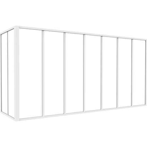 Verrière d'angle d'atelier en aluminium thermolaqué - L210 x L60 x H105 - Blanc - BAYVIEW