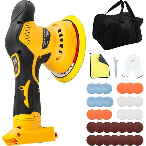Cordless Polisher for 6" Brushless Polishing Kit, 8 Variable Speed, 5500RPM, for Automotive Aesthetics, Waxing and Scratch Removal (Without Battery) (1/5)