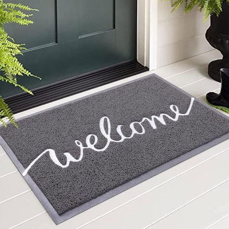 1 pièce 44 x 76 cm (gris) Paillasson extérieur "Welcome", paillasson intérieur, tapis d'entrée, paillasson extérieur antidérapant et anti-poussière (1/5)
