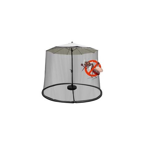 Moustiquaire de Parasol 300x300x230cm, Moustiquaire Exterieur avec Fermeture éclair et Base Remplissable, Idéal pour Parasol Rond, Rectangulaire, Plage, Balcon, Jardin, Suspendu