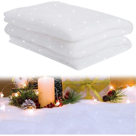 240 x 80 cm dicke künstliche Weihnachtsschneedecken mit Pailletten, weiße Weihnachtsschneedekoration, geeignet für Hintergründe, Partys und Weihnachtsbaumdecken (1/5)