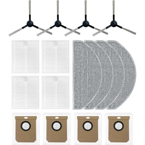 Accessoires de rechange pour aspirateur robot Eve CC/SDJ12RM : brosse latérale, filtre HEPA, chiffon de nettoyage et sac à poussière (1/5)