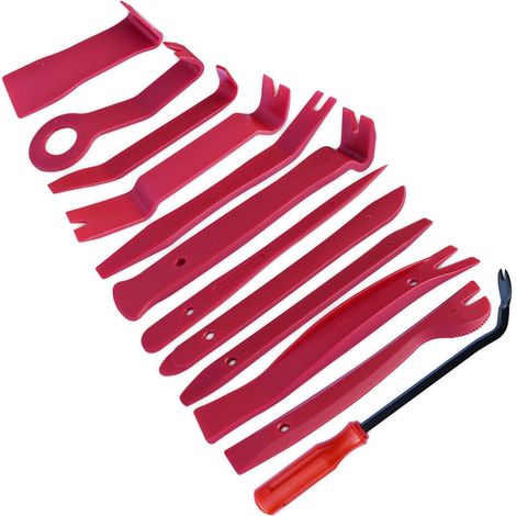 Kits de démontage de garnitures automatiques en 12 pièces, kits d'outils pour l'installation d'autoradios, kit de démontage de garniture de levier de vitesse, rouge (1/5)