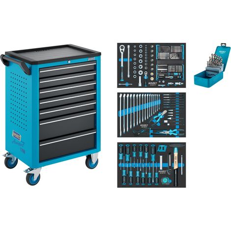 Hazet Werkstattwagen Assistent 176N-7, Sortiment, 187-tlg., Schubladen, flach: 5× 81 x 522 x 348 mm, Schubladen, hoch: 2× 166 x 522 x 348 mm (1/5)