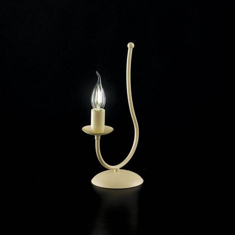 Lámpara de mesita de noche en decape marfil hierro una luz 18x h35 cm