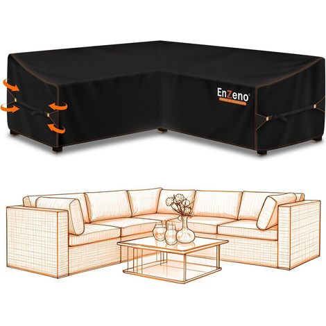 Gartenmöbel Abdeckung L-Form 215x215x87cm, wasserdicht & winddicht, Ecksofa Schutzhülle (1/5)
