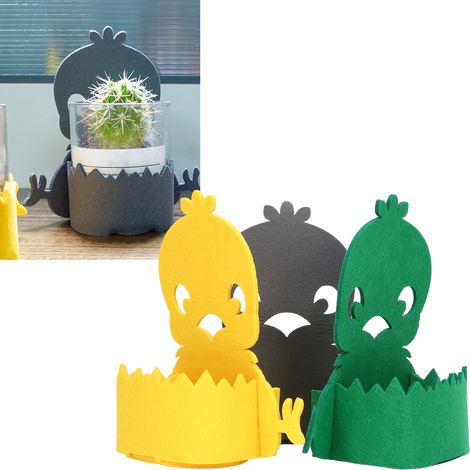 Cache-pot poussin, pot de fleurs pour plantes grasses, housse de rangement en feutre, adorable décoration d'intérieur en forme de poussin. (1/5)