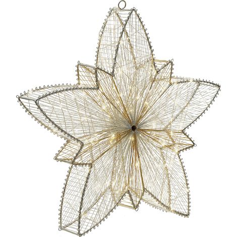 Indoor Outdoor LED Decorazione di Natale Appeso Accessorio Stella LED Luci Illuminazione Metallo Argento Hofsos (1/5)
