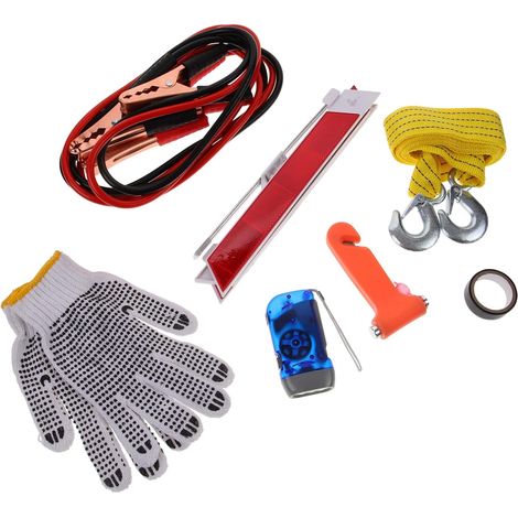 1ensemble Kit Outils Urgence Automobile Avec Accessoires Trousse De Sécurité Routière Polyvalente Pour Assistance Cas De Panne Ensemble Pratique Pour Inspections Et Dépannage (1/5)