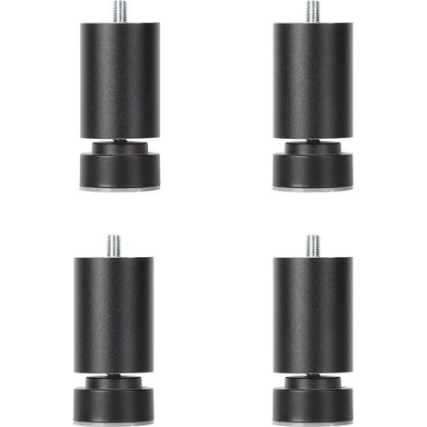 4 Pièces Pieds de Meubles,Sofa Cabinet Jambe en Alliage d'aluminium Hauteur Réglable,Métal Pieds de Canapé,Vis M10,pour Table de Nuit Armoire Tiroir,Noir,12cm(5inch) (1/2)