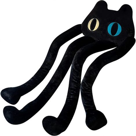 Langes Plüschkatzenkissen, 99 cm, bezaubernde Kawaii-Plüschkatze in Schwarz, großes Plüschtier, Geschenk für Freundin oder Kind (1/5)