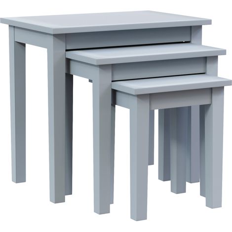 Yorkshire Nest of Tables Set of 3 MDF Wood Coffee Side End Table, Grey