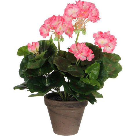 Künstliche Pflanze mica decorations Geranie rosa weiß 34 cm