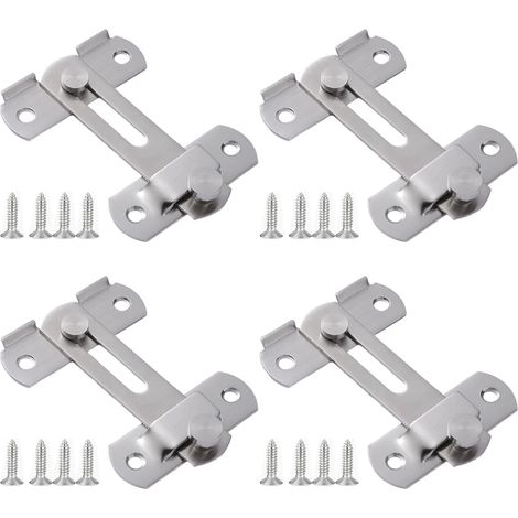 Quatre loquets coulissants en acier inoxydable, adaptés aux loquets coulissants de portes, fenêtres et portails de jardin. (1/5)