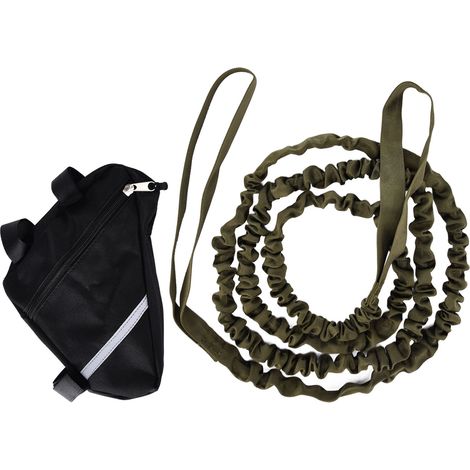 Corde de remorquage pour vélo en nylon réglable robuste et portable, sangle élastique de traction pour cyclisme en extérieur, couleur vert militaire (1/5)