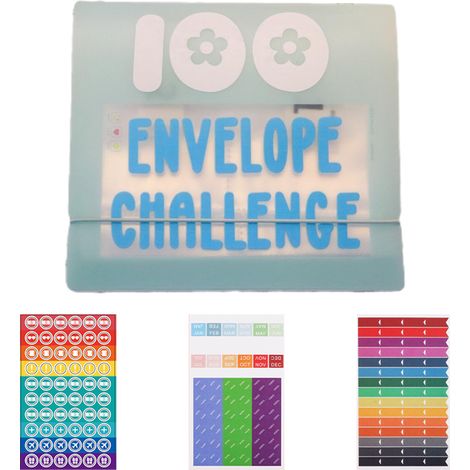 A5 Envelope Binder, 100 Budget Envelopes, 3 Label Stickers, For Planner, Diary