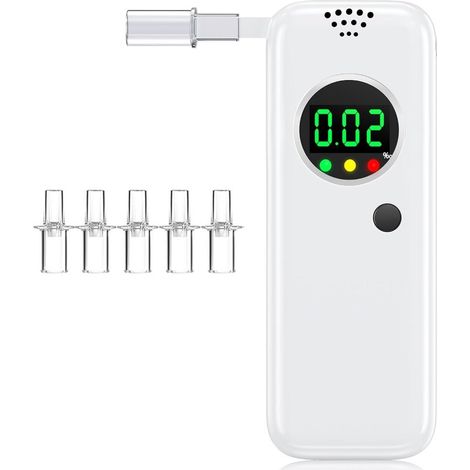 Ethylotest Professionnel avec Affichage Numérique LCD - Éthylomètre Portable Haute Précision pour Usage Familial et Fêtes, Inclut 5 Embouchettes (1/5)