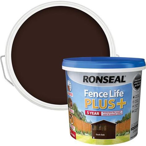Ronseal 37623 Fence Life Plus+ Dark Oak 5 litre RSLFLPPDO5L