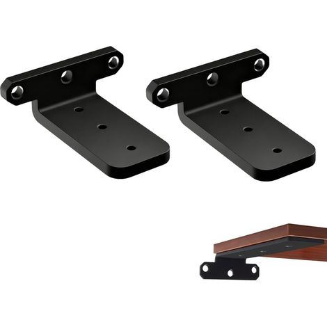 Support D’étagère 10 cm, 2 Pièces Cornière Murale Cachée Pour étagère Lourde Avec Vis, Console De Support Invisible, équerre Murale Montage Mural, Capacité Charge 70 Kg, Noir (1/5)