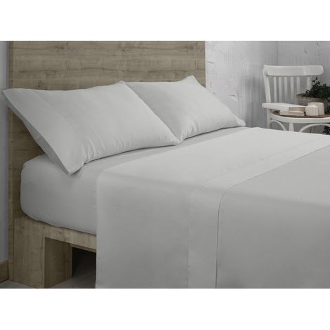 Juego de sábanas de algodón orgánico color perla. Acabado en vainica. Cama de 90 cm. 3 piezas (1/5)