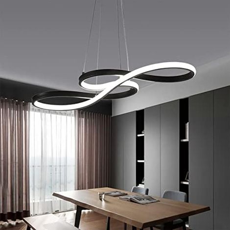 Goeco – Suspension LED noire 58W réglable – Acrylique anti-rayures – Dimmable 3000K-6500K avec télécommande – Longueur 75 cm (1/5)