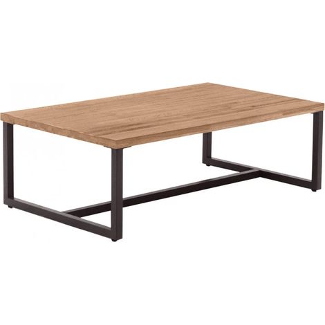Table basse L.110 cm en bois d'acacia et pieds métal - MAYBEL (1/5)