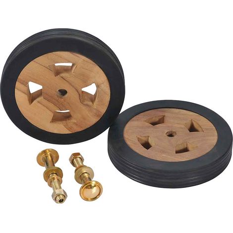 Roues de rechange pour transat de jardin, 2 pièces, teck et caoutchouc, marron, Ø 16 cm - PANGIVO (1/5)