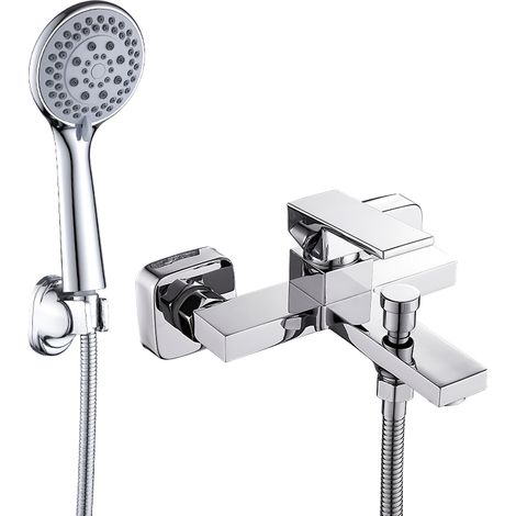 Miscelatore per Vasca completo di tubo metallico, soffione Cromato T003-3