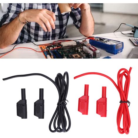 Kit de Câbles de Test 4mm Mâle à Mâle 32A 1000V Rouge et Noir pour Batterie Électrique (1/5)