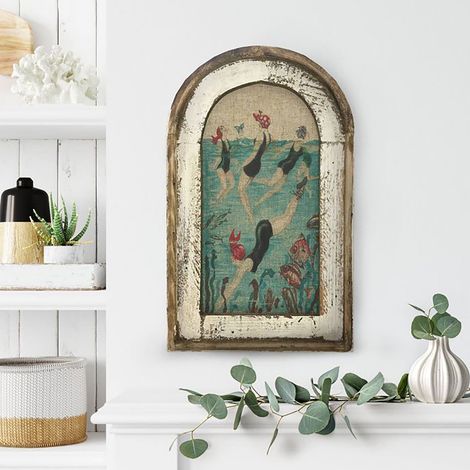 Tableau Mural Natation - Décoration Murale en Bois - Pour Salle de Bain Cuisine Salon Bureau Extérieur - 1 Pièce (1/5)