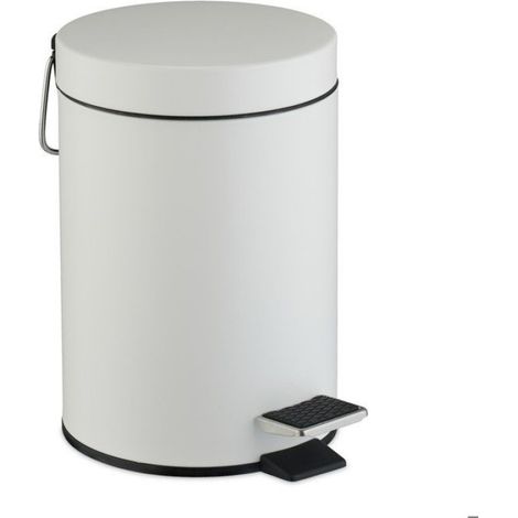 Poubelle Salle De Bain - 3 L - Pedale - Seau Amovible - Acier Et Plastique - Blanche - 1 Piece (1/5)