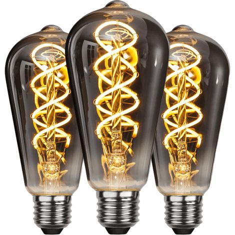 Vintage E27 LED Glühbirne, Energiesparend, Industrieller Stil, E27 Glühbirne Antike Retro Dekolampe, 4W für Schlafzimmer Restaurant Café Bar Bistro, Gelbes Filament, 3 Stück