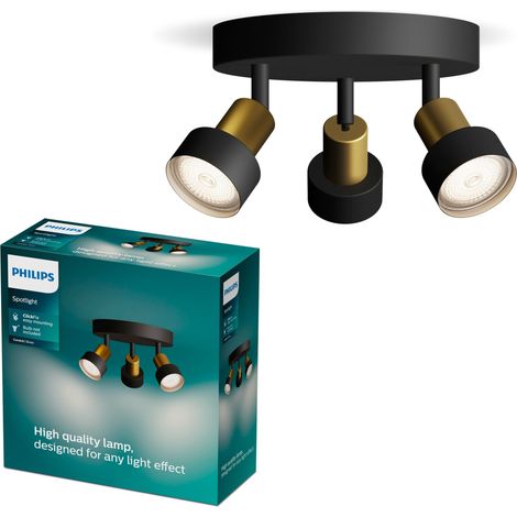 Philips Conduit Foco de superficie con 3 puntos de luz (Negro/Dorado) - Casquillo GU10 (1/5)
