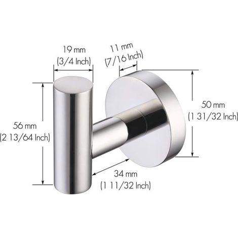 Ganci per asciugamani, portasciugamani a parete, porta ganci per bagno, portasciugamani, portaoggetti in acciaio inossidabile SUS304 (lucidato 1) (1/3)
