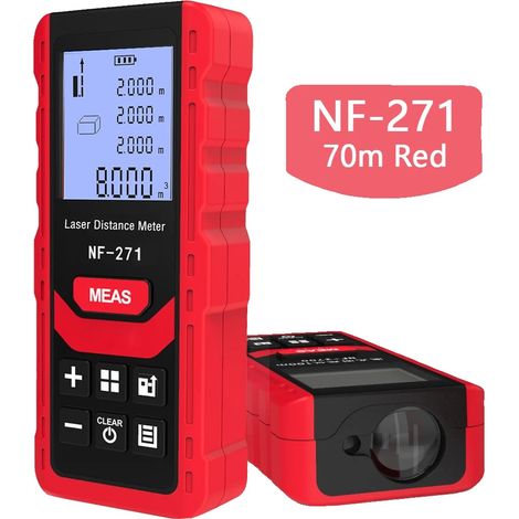 Medidor de distancia láser, funciones de medición versátiles, diseño fácil de usar, NF-271-70M rojo (1/2)