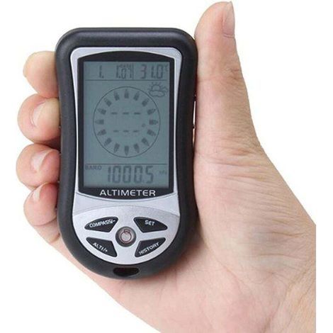 Digitaler Höhenmesser, multifunktionaler 8-in-1-LCD-Retro-Beleuchtungs-Mini-Höhenmesser, Barometer, Busthermometer, Wettervorhersage und Wetterkalender (1/3)
