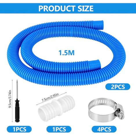 2 Stück 32-mm-Poolschlauch, Ersatz-Poolschlauch mit 4 Sicherheitsclips und 1 Schlauchverbinder, 1,25 Zoll Durchmesser, Ersatzschlauch für Filterpumpe und Pool (1/4)
