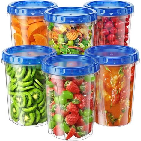 Boîte de rangement - 6 pièces - Boîte de conservation - Boîtes à sauce salade - Boîtes de conservation - Boîte à sauce - Réutilisable - Pour snack/dips/salade/épices - 950 ml - Transparent (1/5)