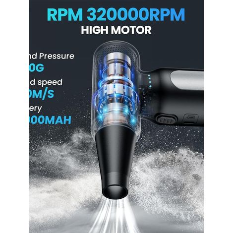 Aspirateur voiture sans fil puissant, souffleur portatif haute puissance pour nettoyage auto, appareil à main rechargeable, idéal intérieur véhicule (1/5)
