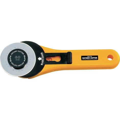 Cutter rotatif OLFA avec lame de 60 mm, idéal pour le tissu et le papier, convient aux gauchers.