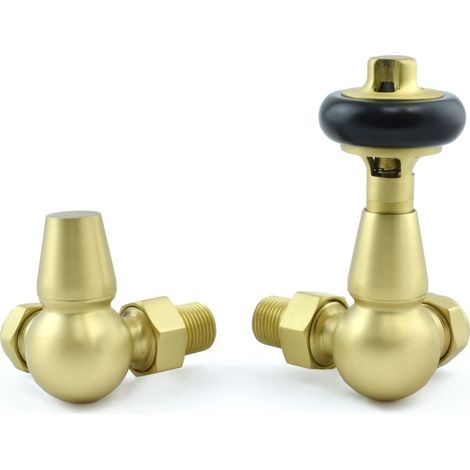 West Faringdon Corner Thermostatic Radiator Valve and Lockshield - Brass (1/5)