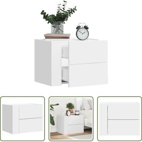 vidaXL Holz Nachttisch - Wand-Nachttisch Weiß 45x30x35 cm (1/5)