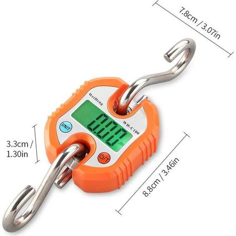 Balanza digital para equipaje - 3 unidades de medida - Valor de dos partes (0-100 kg/50 g, 100-150 kg/100 g, naranja) (1/3)