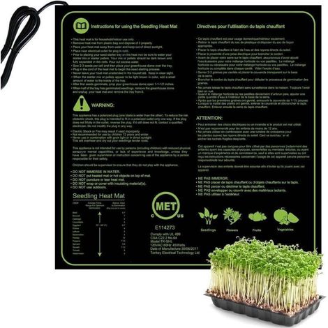 Tapis Chauffant pour Semis & Bouturages, Tapis Chauffant Intérieur Accessoire Serre Jarden Pot de Germination,Coussin de Chauffage Hydroponique Imperméable pour Reptile Amphibien,50x52cm/20×20.5inch (1/4)