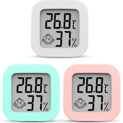 Mini termómetro higrómetro para interiores, termómetro higrómetro digital con monitor preciso de temperatura y humedad ambiente (3 piezas)