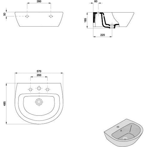 SANITANA POP ART Lavabo Mural 57 Blanco Brillo - ref: S10078336200000