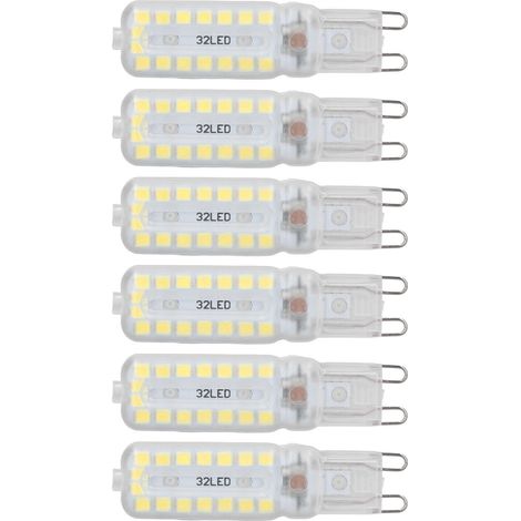 6 ampoules LED G9 7W dimmables, éclairage 360°, remplacement pour lampe murale, bureau ou meuble, blanc naturel 220-240V (1/5)